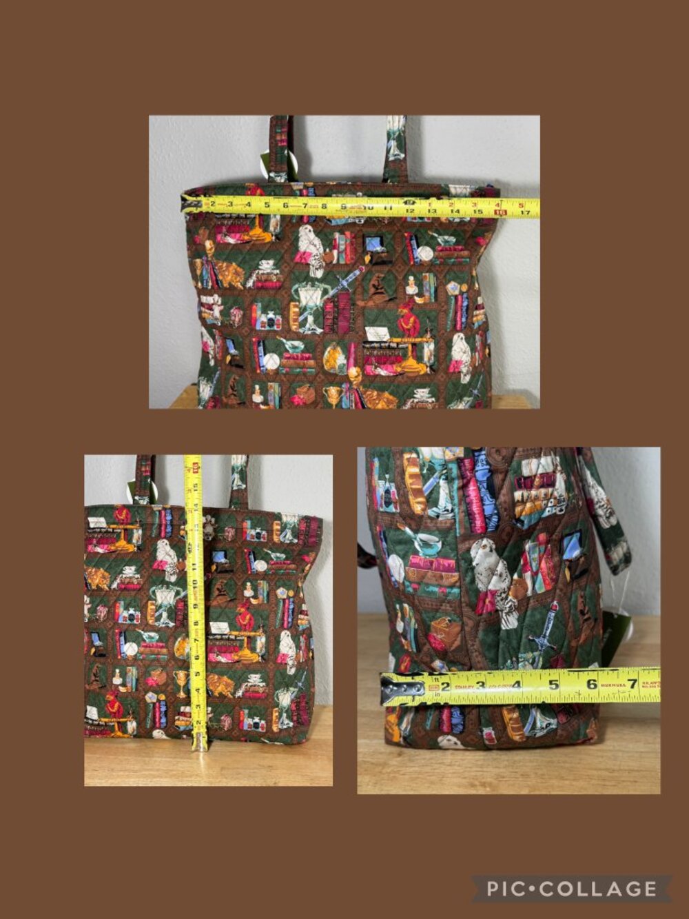 Vera Bradley X Harry Potter Original Zip Tote in Hogwarts Library NWT - Picture 3 of 11